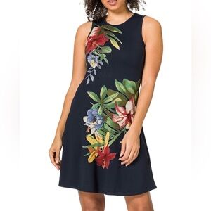 Desigual Black Dress with Colorful Floral Design